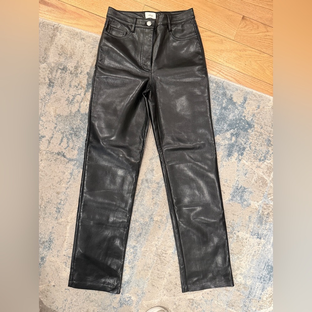 Wilfred Black Leather-Style Pants